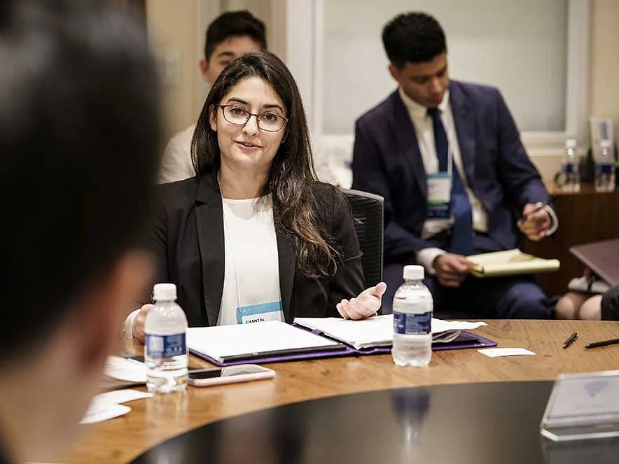 Law school student speaking in class